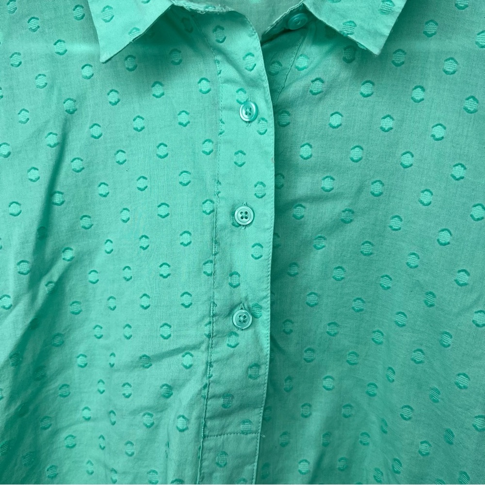 Van Heusen Teal Top Size XXL Women’s Cotton Dots Collar Button Details - Picture 2 of 11